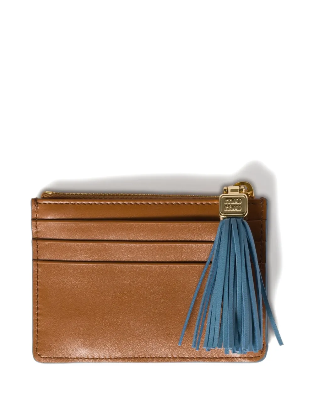 Miu tassel-detail leather cardholder Bruin