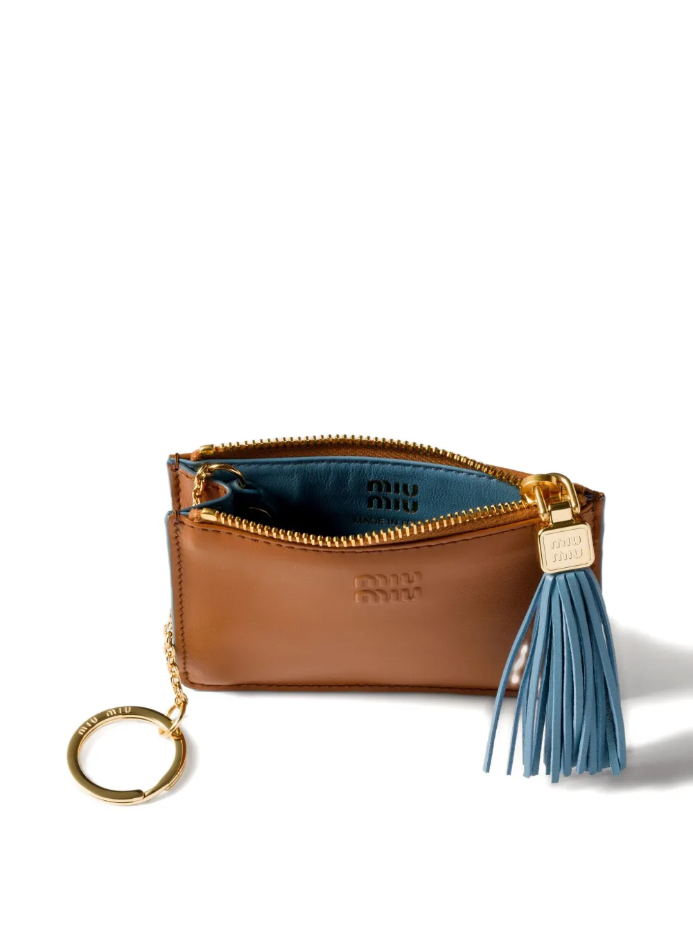 Miu tassel-detail leather cardholder Bruin
