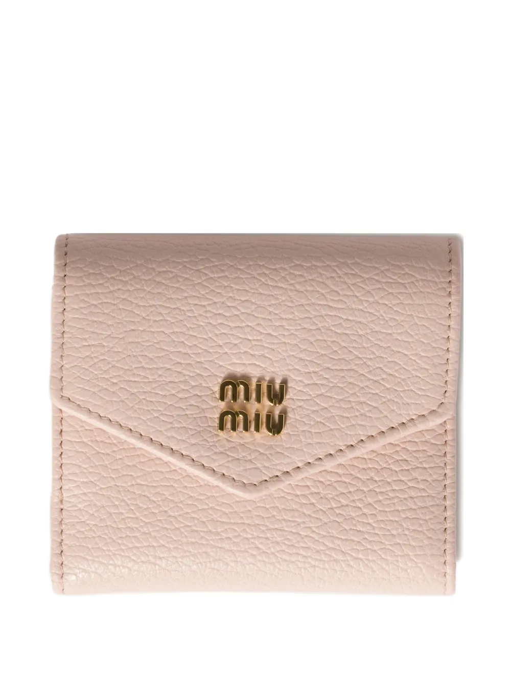 Miu logo-plaque leather wallet Roze