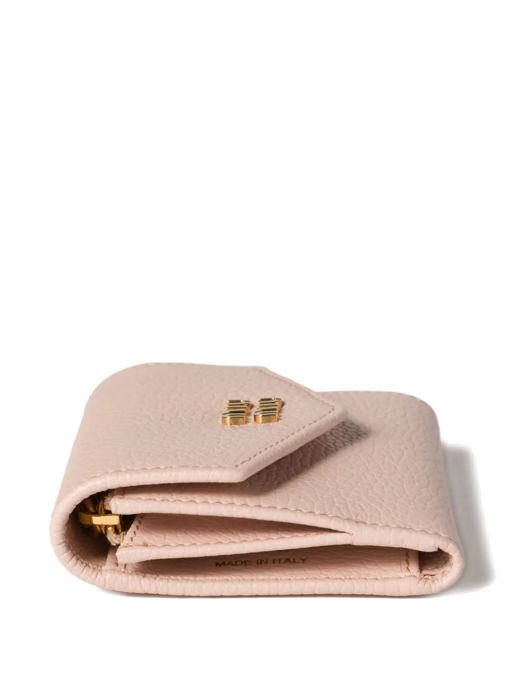 Miu logo-plaque leather wallet Roze