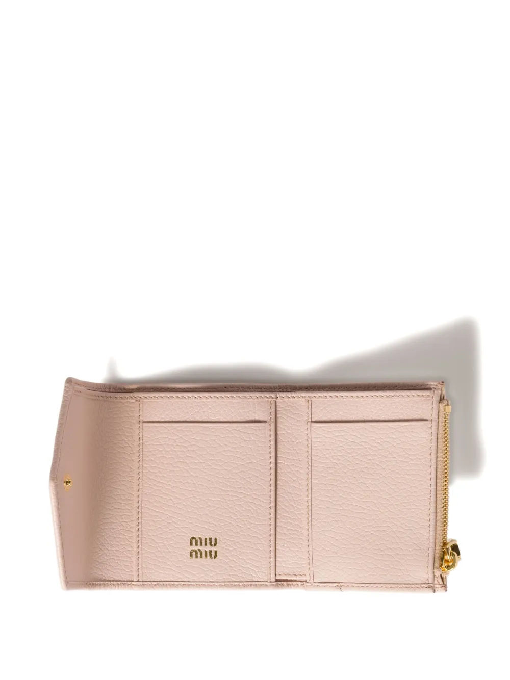 Miu logo-plaque leather wallet Roze