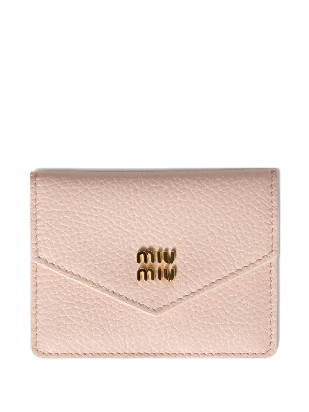 Miu logo-plaque leather card holder Roze