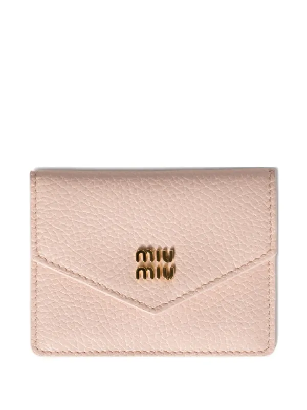 Miu Miu logo-plaque Leather Card Holder Pink FARFETCH IN
