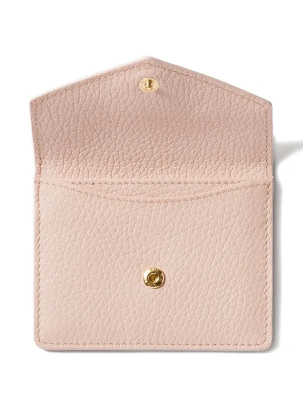 Miu Miu logo-plaque Leather Card Holder | Pink | FARFETCH