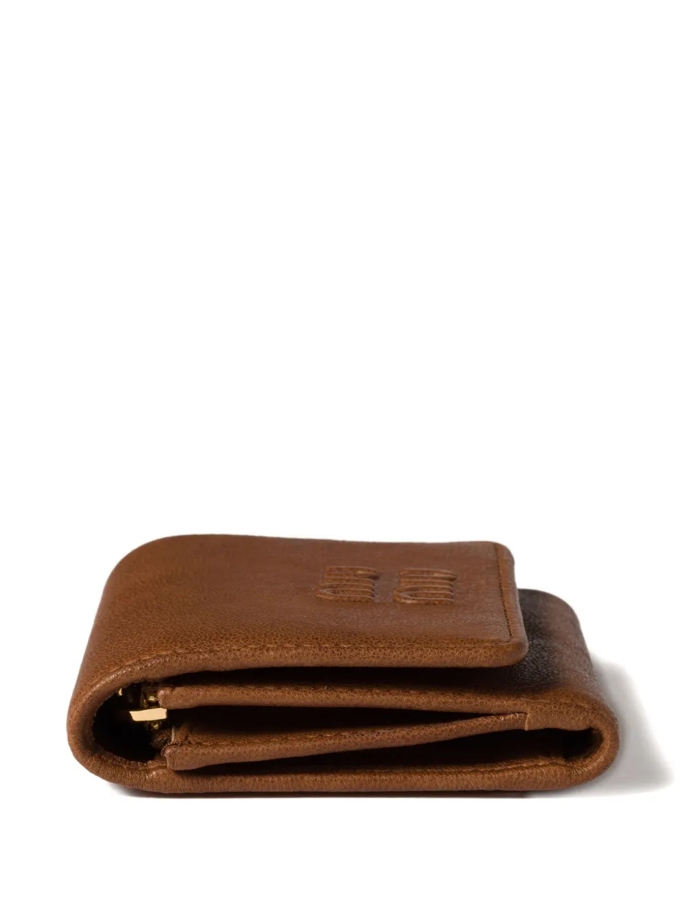 Miu logo-embossed leather wallet Bruin