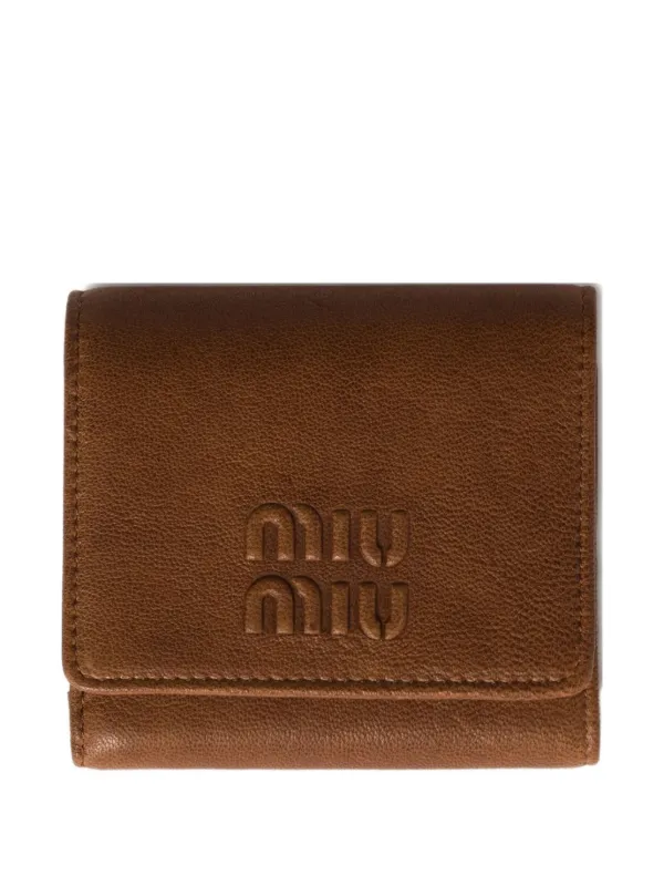 Miu Miu Small Nappa Leather Wallet | Brown | FARFETCH JO
