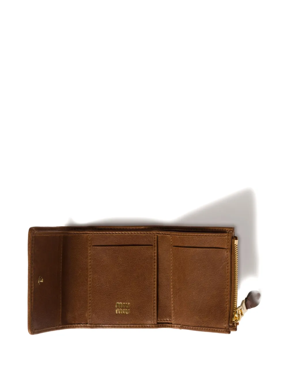 Miu logo-embossed leather wallet Bruin