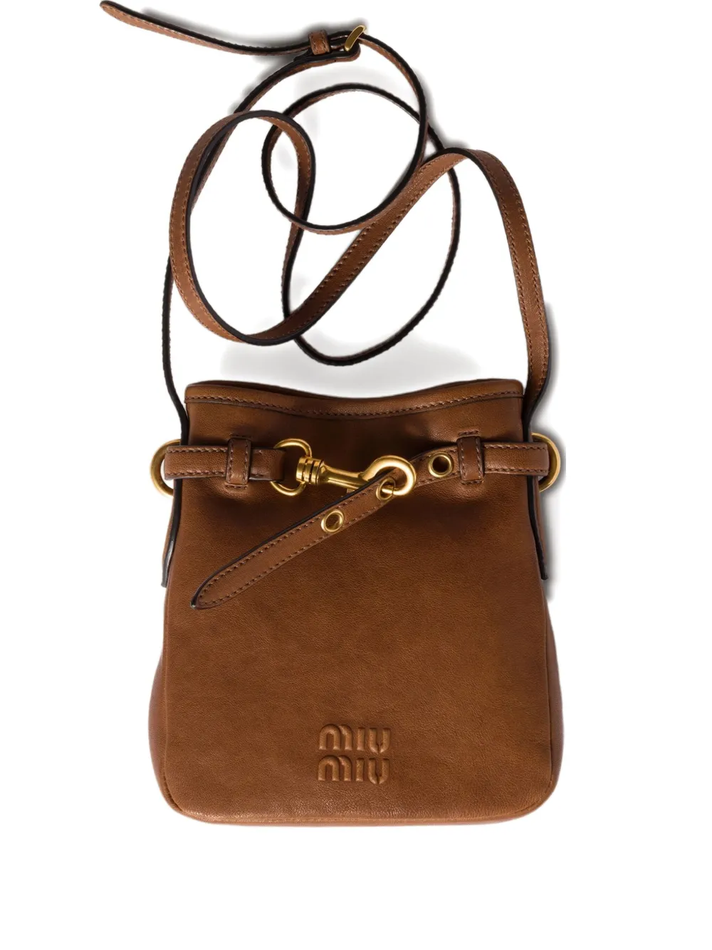 Miu Miu Leather Strap Pouch In Brown