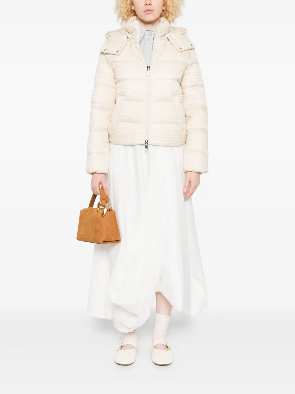  Moncler Hooded Quilted Jacket - Neutrals 