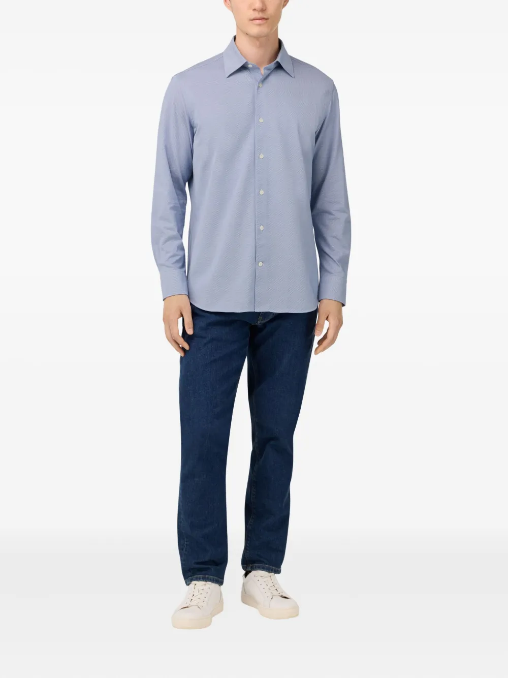 Boggi Milano Overhemd van katoenblend - Blauw