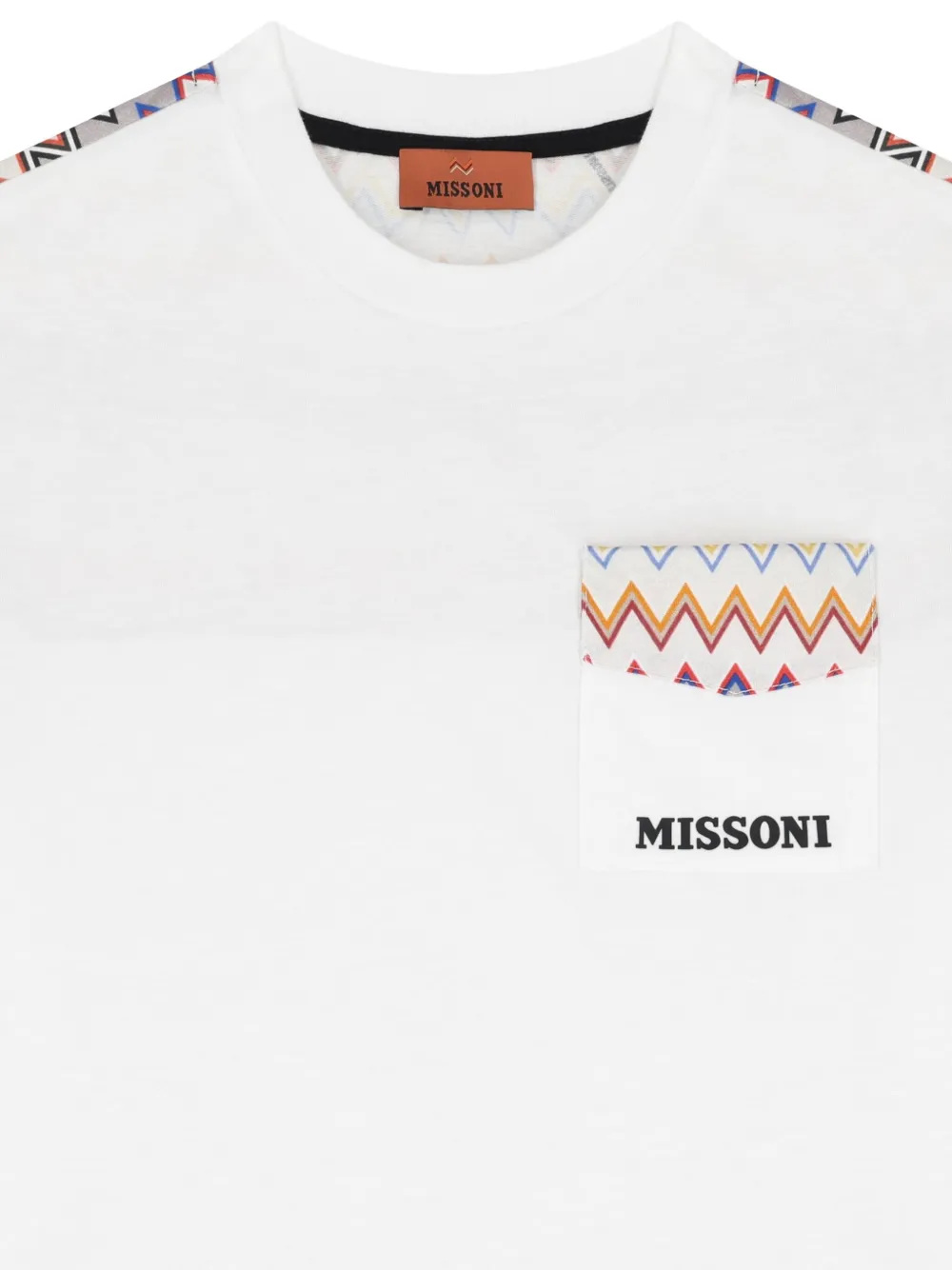 Missoni Kids T-shirt met zigzag zak Wit