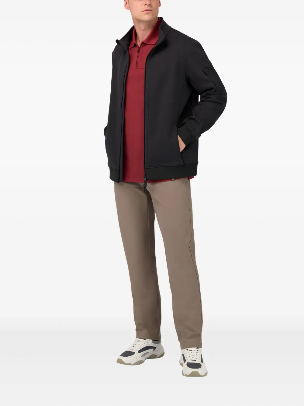 Boggi Milano Sweater met rits - Zwart