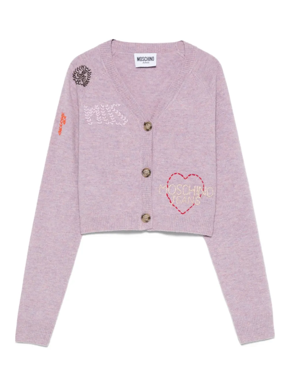 embroidered-logo cardigan
