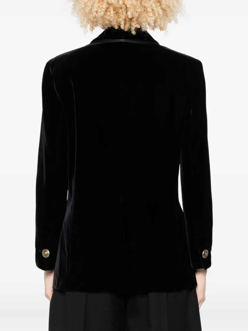 Giorgio Armani Velvet Single-breasted Blazer In Black