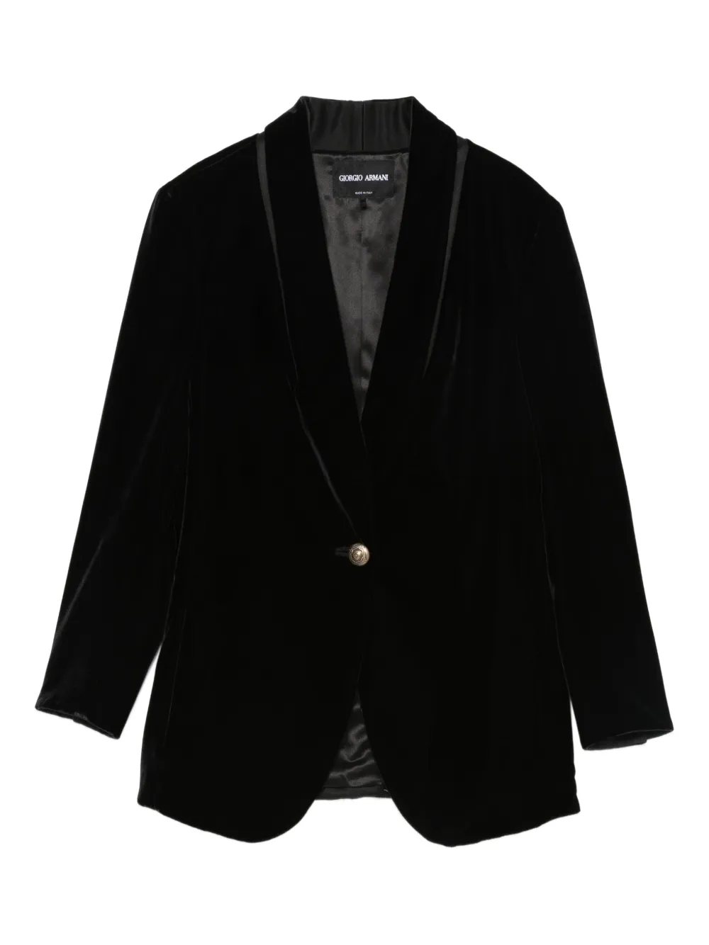 Giorgio Armani Velvet Single-breasted Blazer In Black