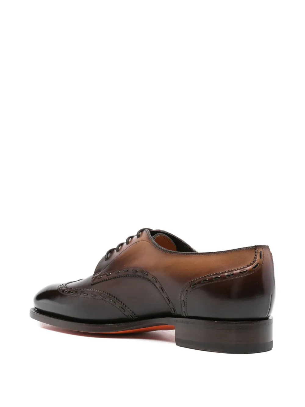 Santoni leather stitching-detail shoes Brown