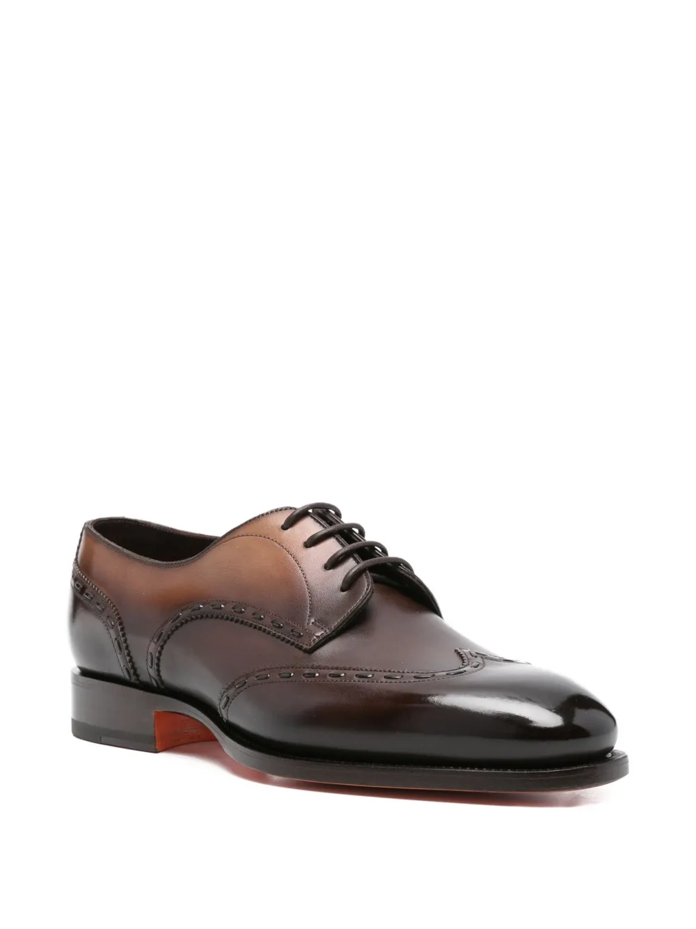 Santoni leather stitching-detail shoes Brown
