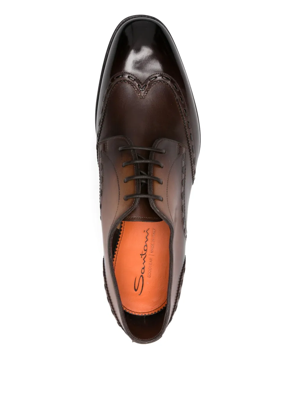 Santoni leather stitching-detail shoes Brown