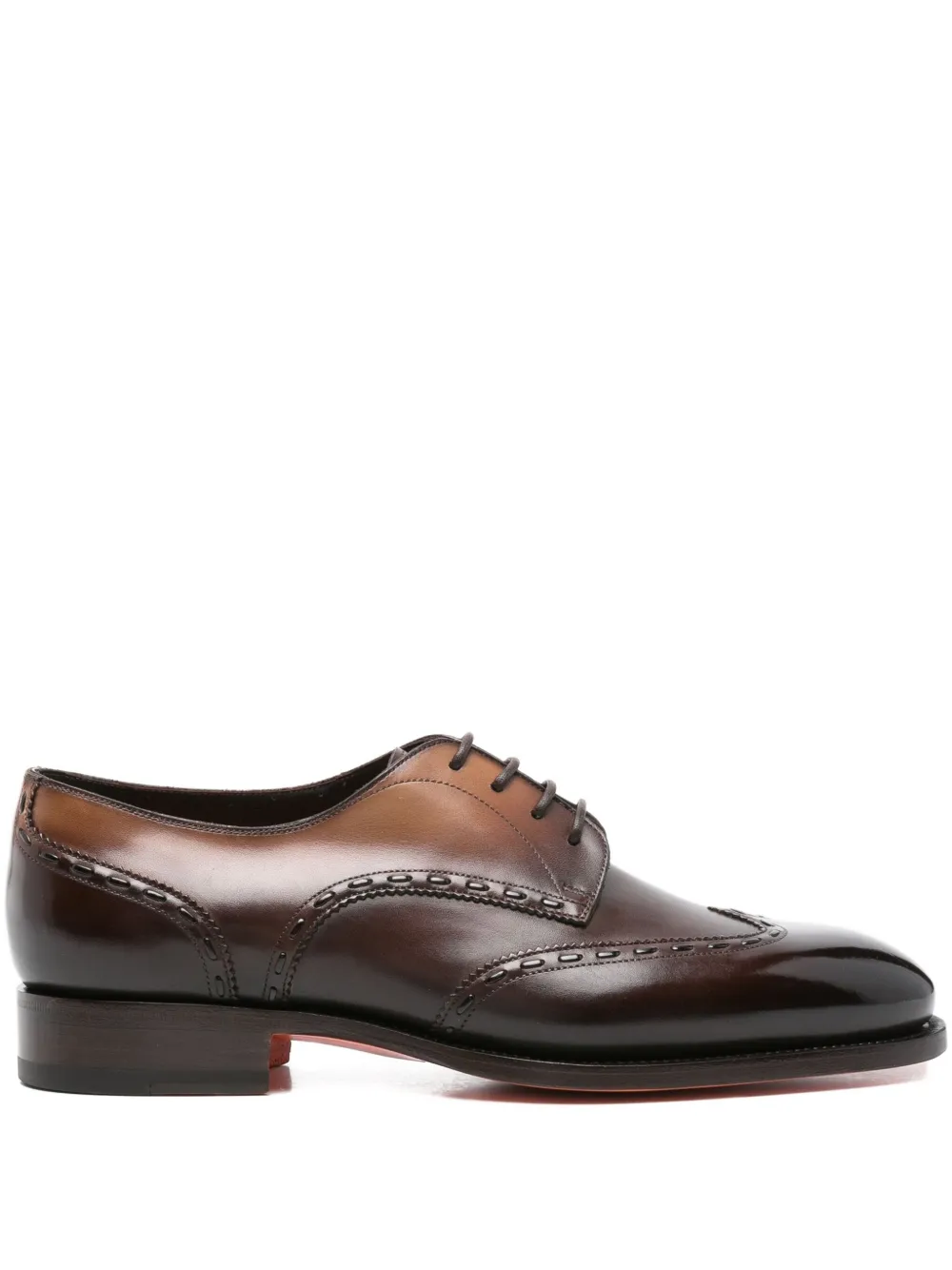 Santoni leather stitching-detail shoes Brown