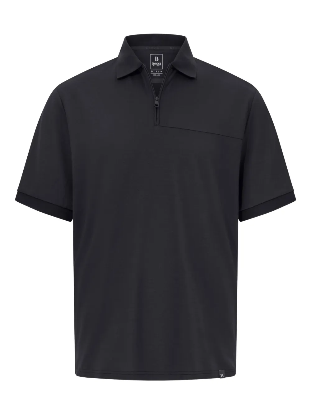 Boggi Milano zip-up polo shirt | Black | Image 1