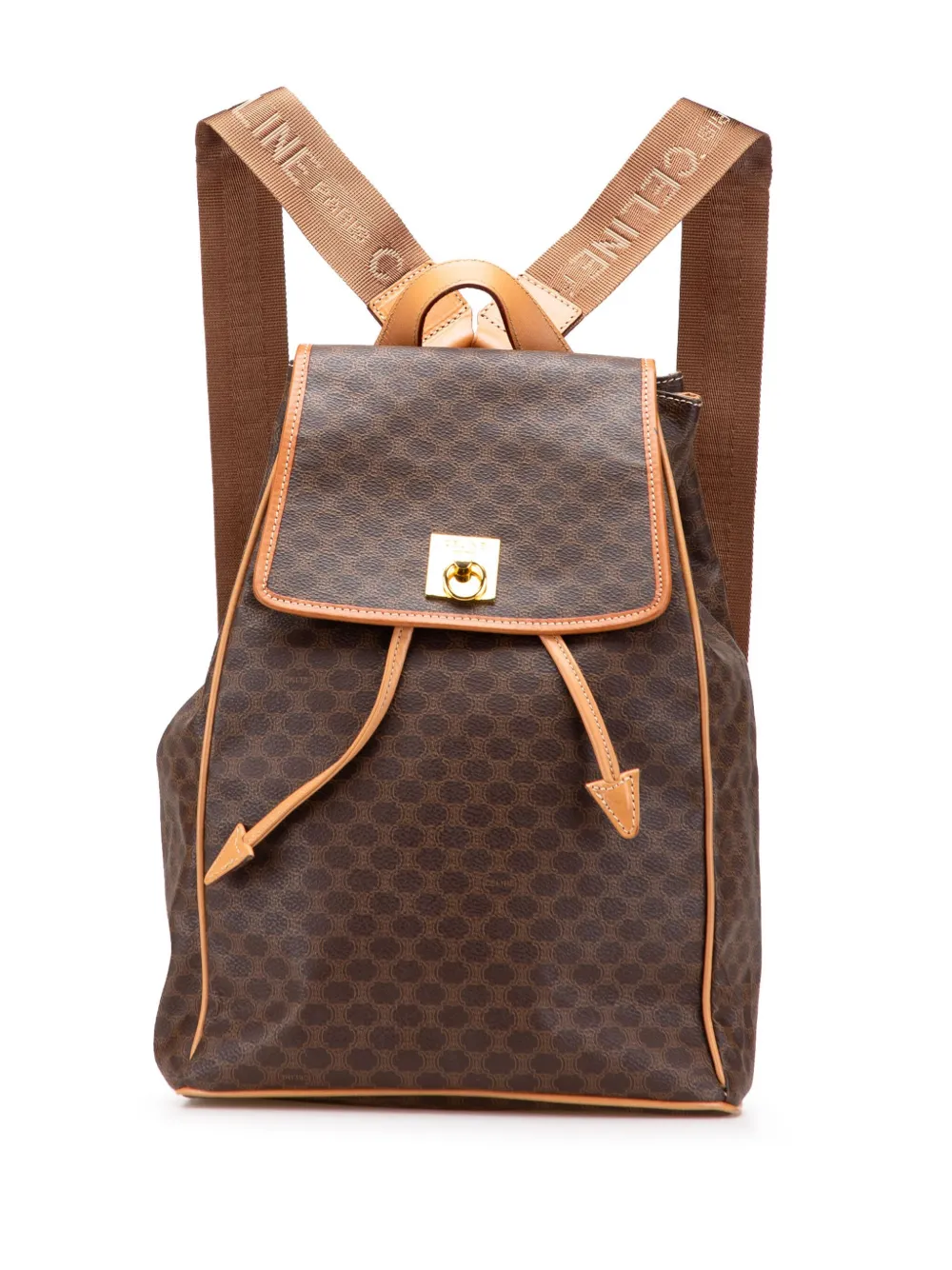 Pre-owned Celine 2018-2025 Macadam Coated Canvas Backpack In Brown