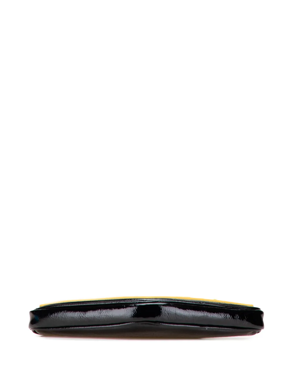 Pre-owned Gucci 2000-2015 Patent And Rubber Game Patch Logo Wristlet Bag Clutch Bag In Black