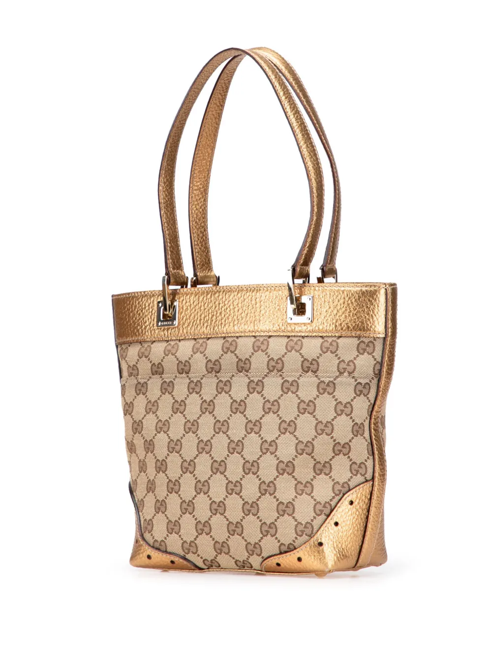 Pre-owned Gucci 2000-2015 Small Gg Canvas Punch Tote Bag In Brown