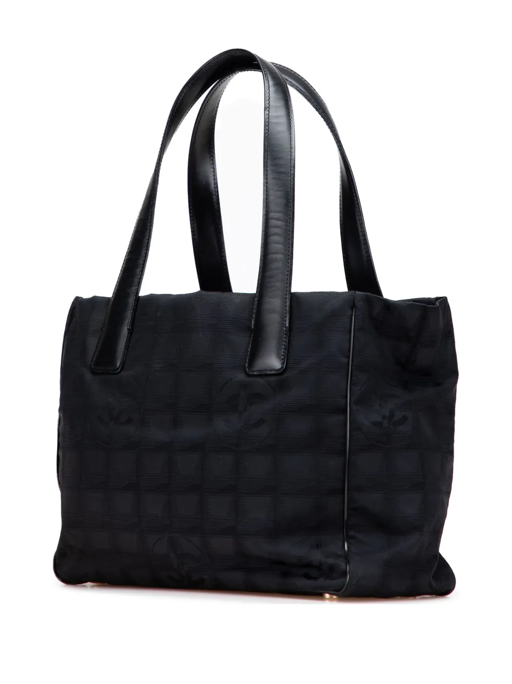 Pre-owned Chanel 2003-2004 Nylon New Travel Line Tote Bag In Black