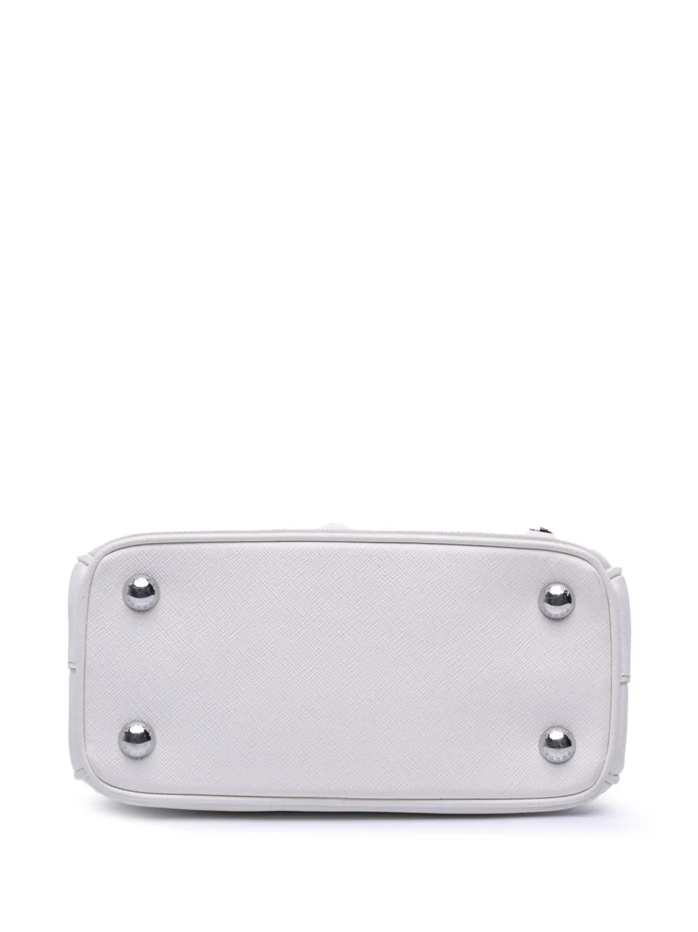 Pre-owned Prada 2000-2025 Mini Saffiano Lux Crystal Embellished Galleria Double Zip Satchel In White
