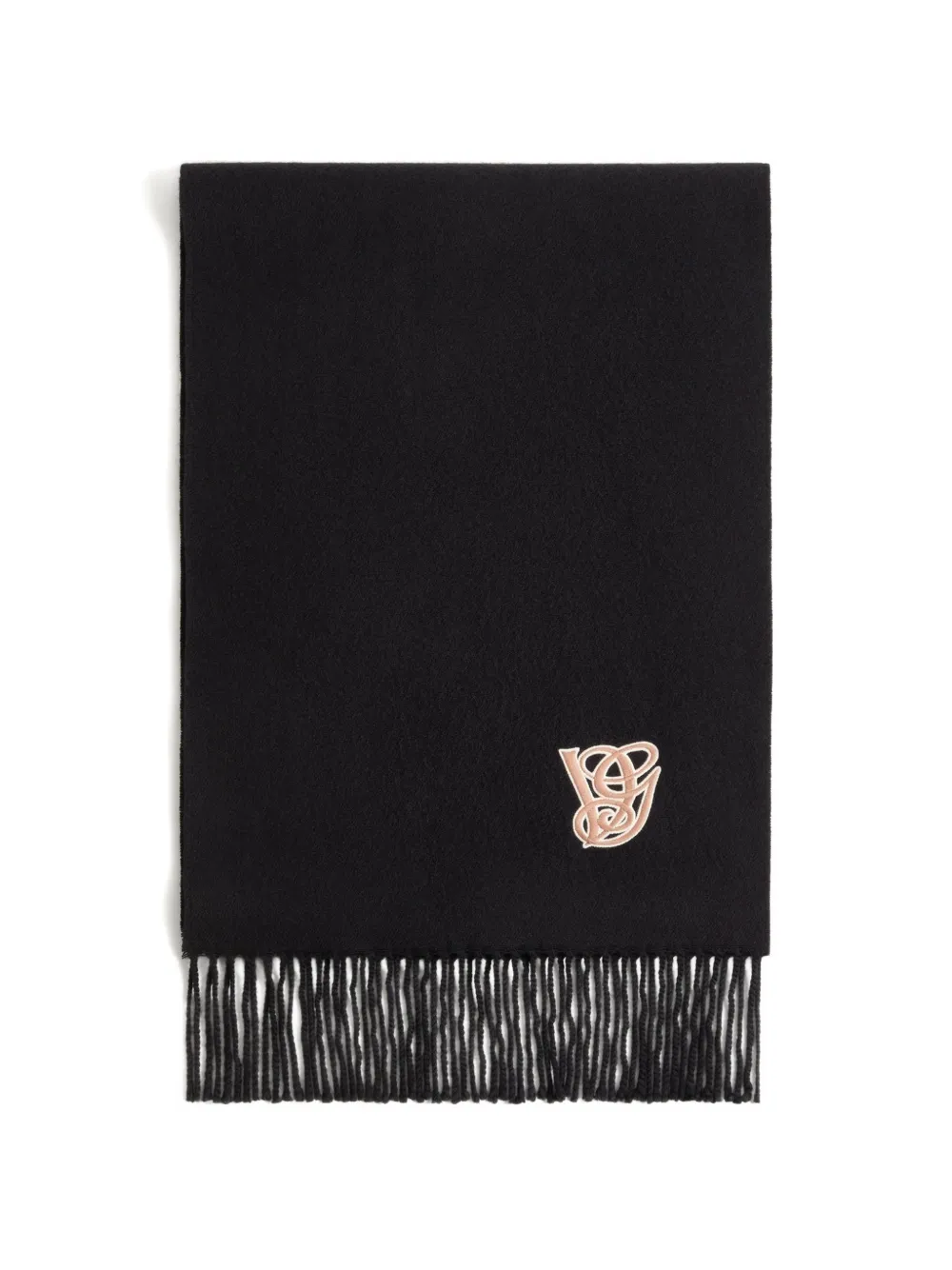 Valentino Garavani logo-patch fringed scarf - Nero