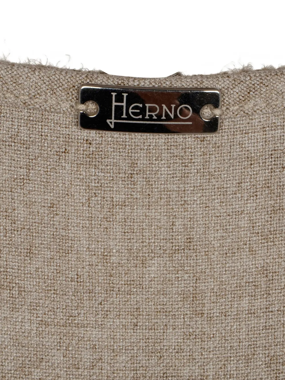 Herno Top met gestrikte zijkant en V-hals Beige