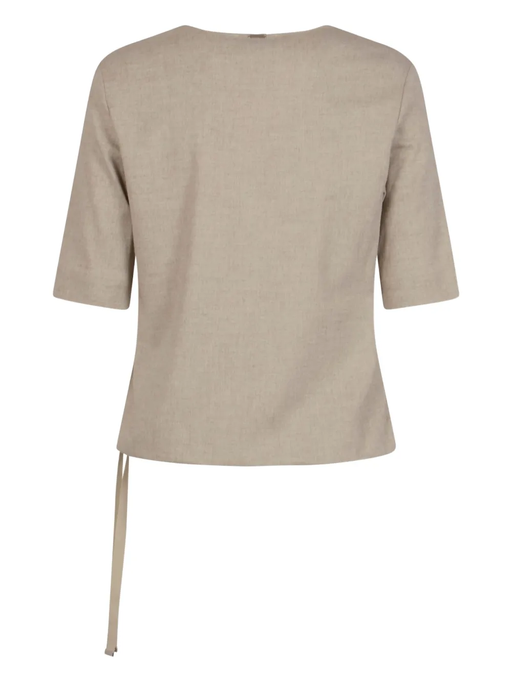 Herno Top met gestrikte zijkant en V-hals - Beige