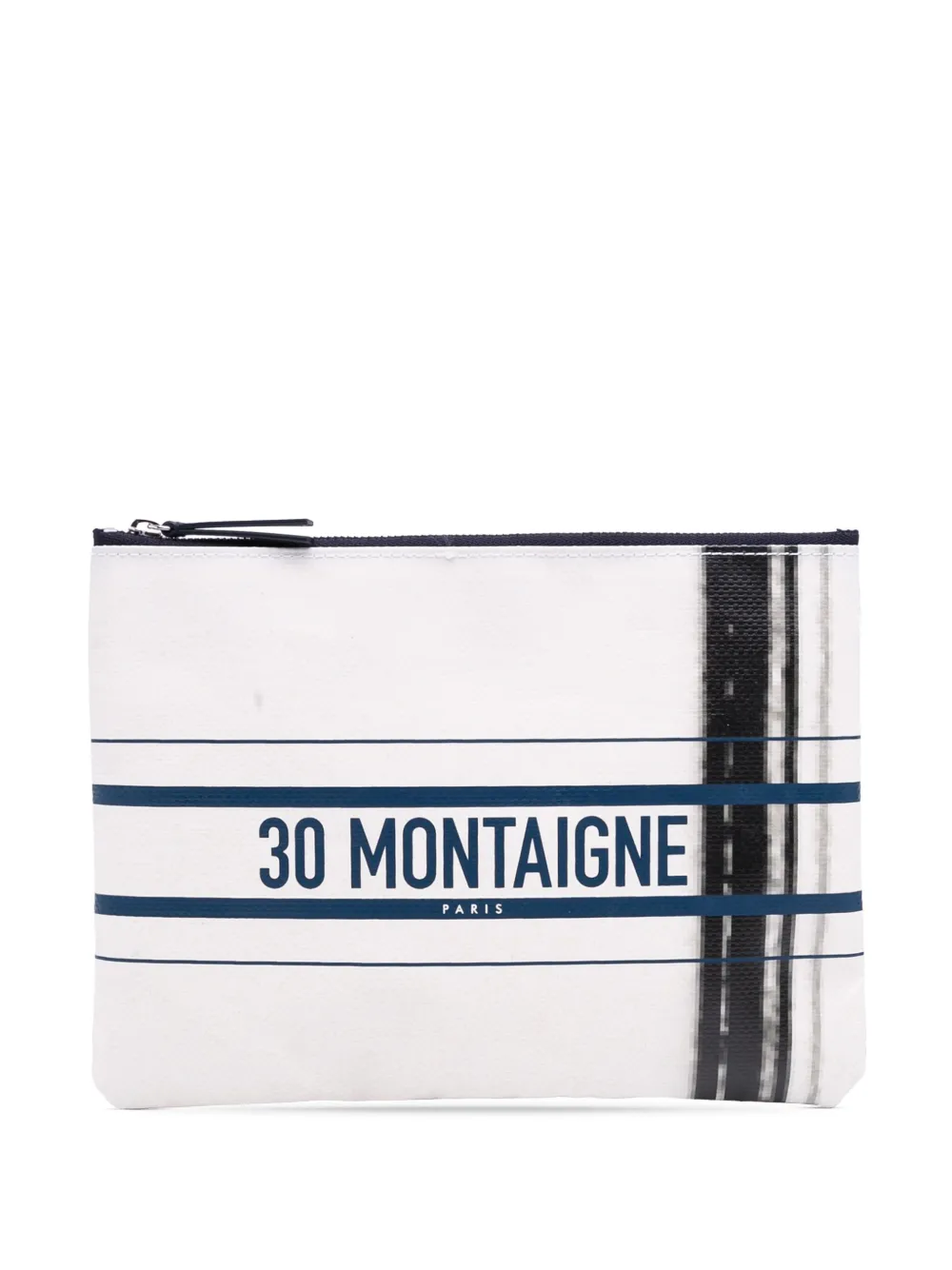Pre-owned Dior 2022 Limited Edition Bilum Trompe Loeil Canvas 30 Montaigne Pochette Pouch In White