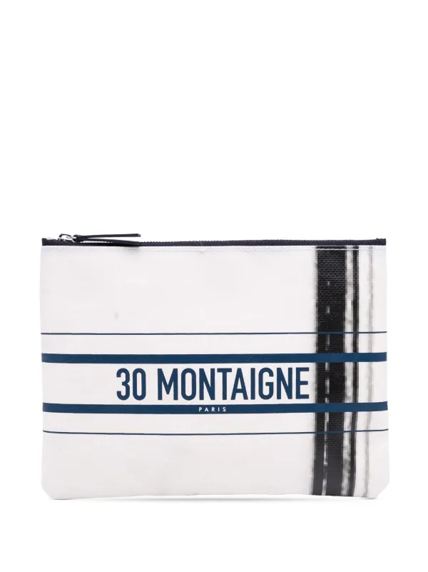 Dior Pre-owned 2022 Limited Edition Bilum Trompe Loeil Canvas 30 Montaigne Pochette Pouch in White
