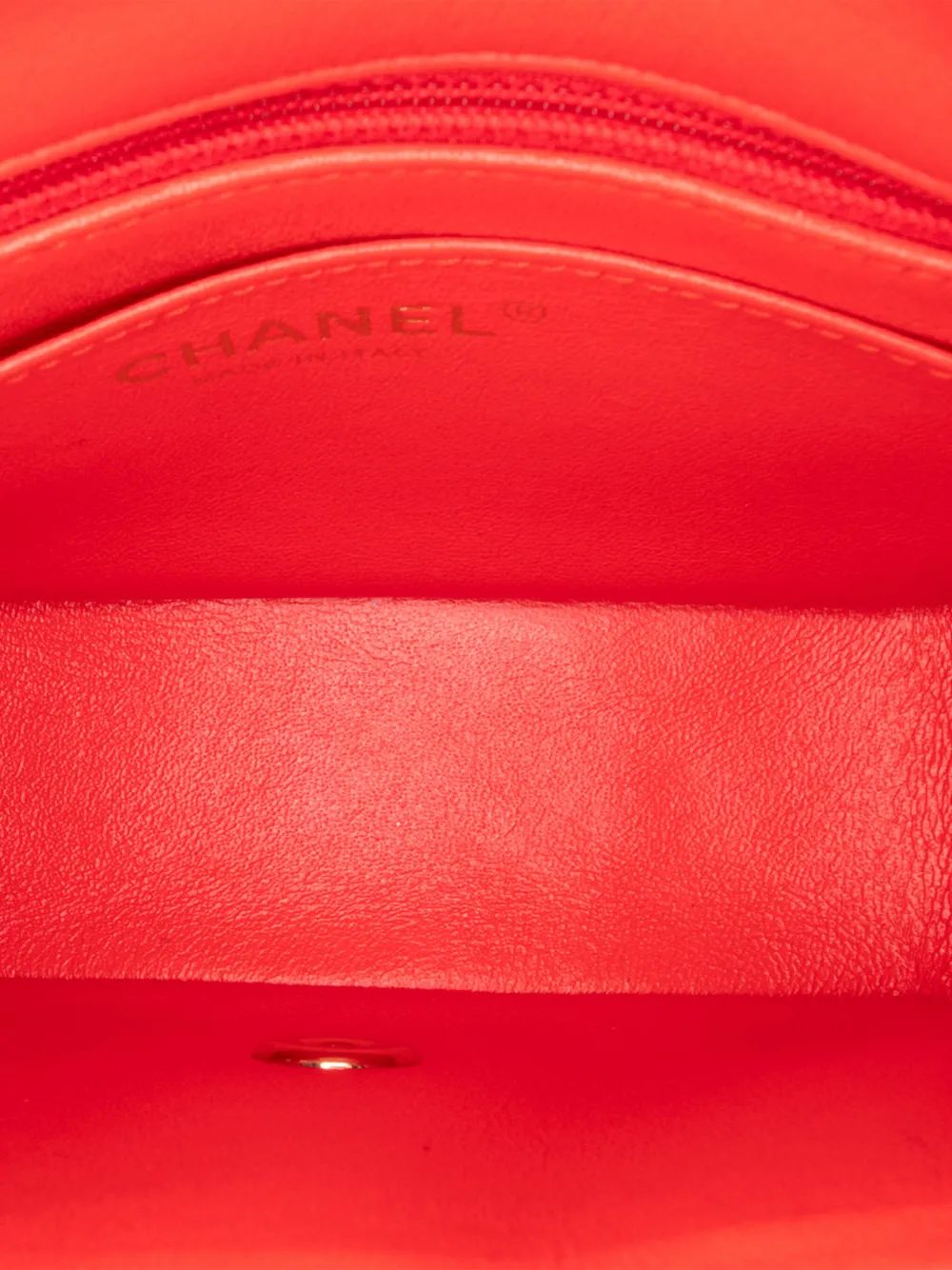 Pre-owned Chanel 2016-2017 Mini Square Classic Lambskin Single Flap Crossbody Bag In Red