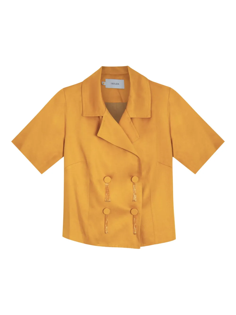 Isolda Pitomba double-breasted short-sleeve shirt Geel
