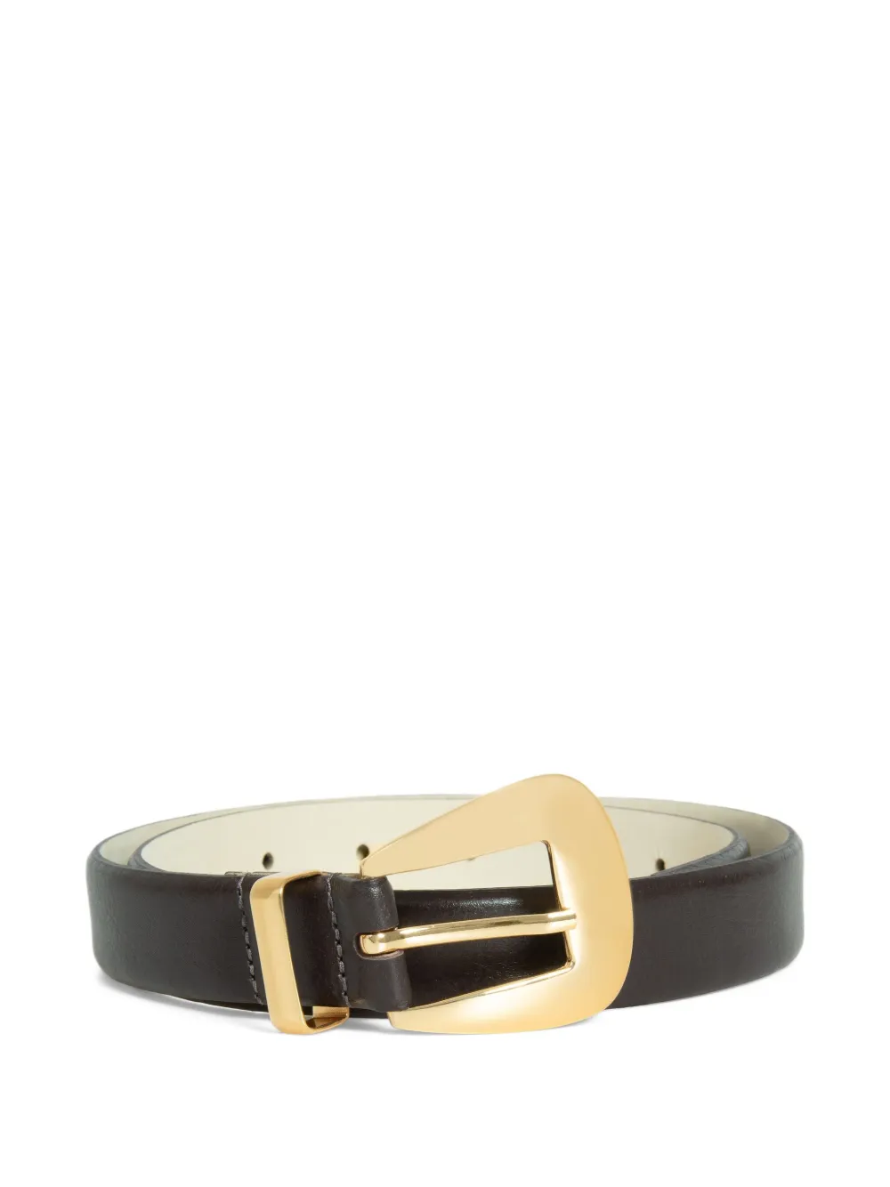 rounded-buckle leather belt