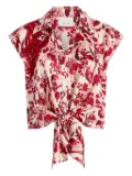 Cinq A Sept Floral Ribbons Sleeveless Mari blouse - Red