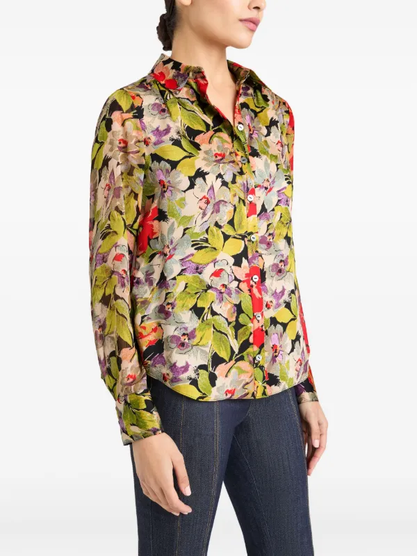 danny long sleeve mini dress green The September Modest Floral Dress main image 0