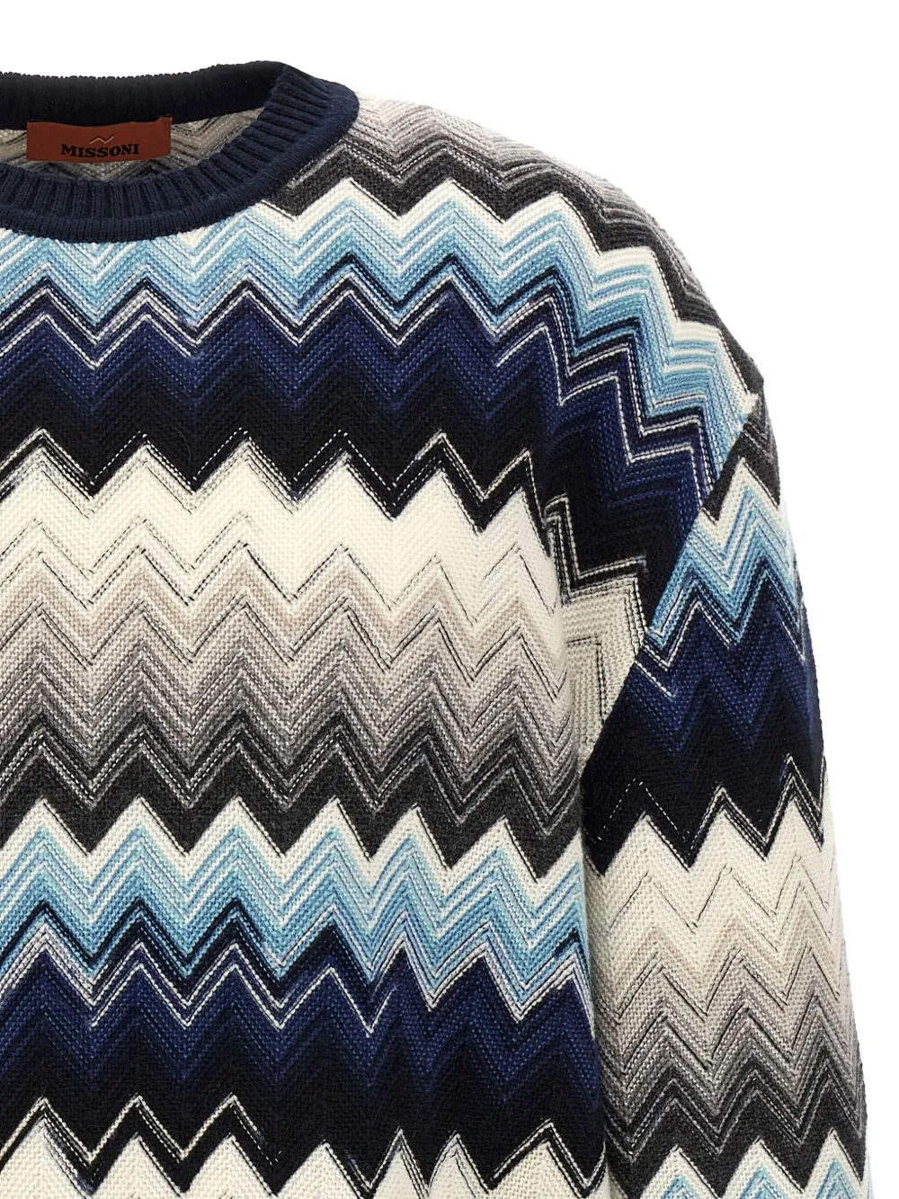 Missoni Trui met zigzag patroon en ronde hals Blauw