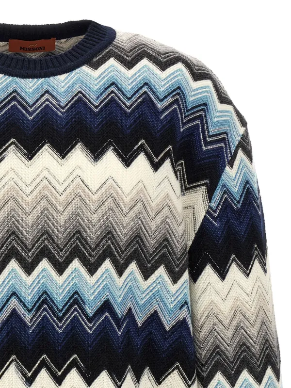 Missoni Zigzag-pattern crew-neck Sweater | Blue | FARFETCH