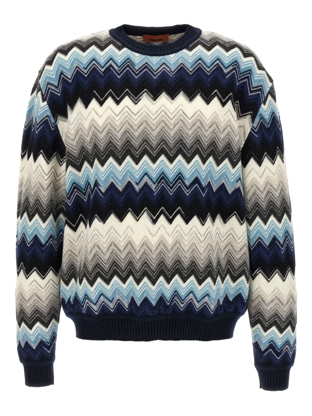 Missoni Trui met zigzag patroon en ronde hals Blauw