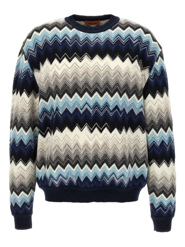 Missoni Zigzag-pattern crew-neck Sweater | Blue | FARFETCH