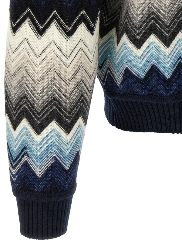 Missoni Zigzag-pattern crew-neck Sweater | Blue | FARFETCH