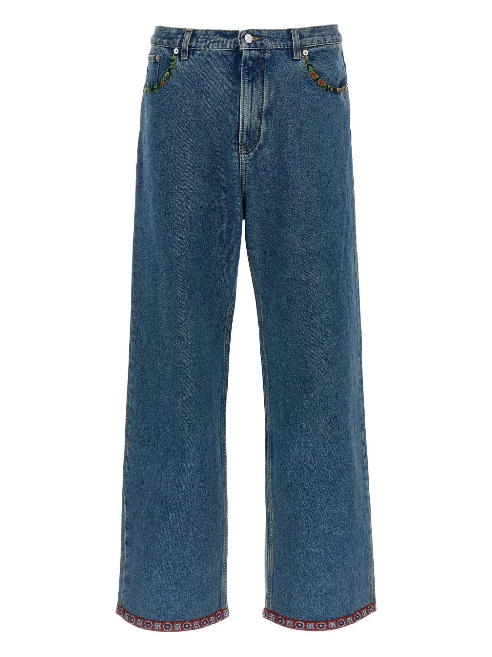 Valentino Garavani floral-insert jeans | Blue | Image 1
