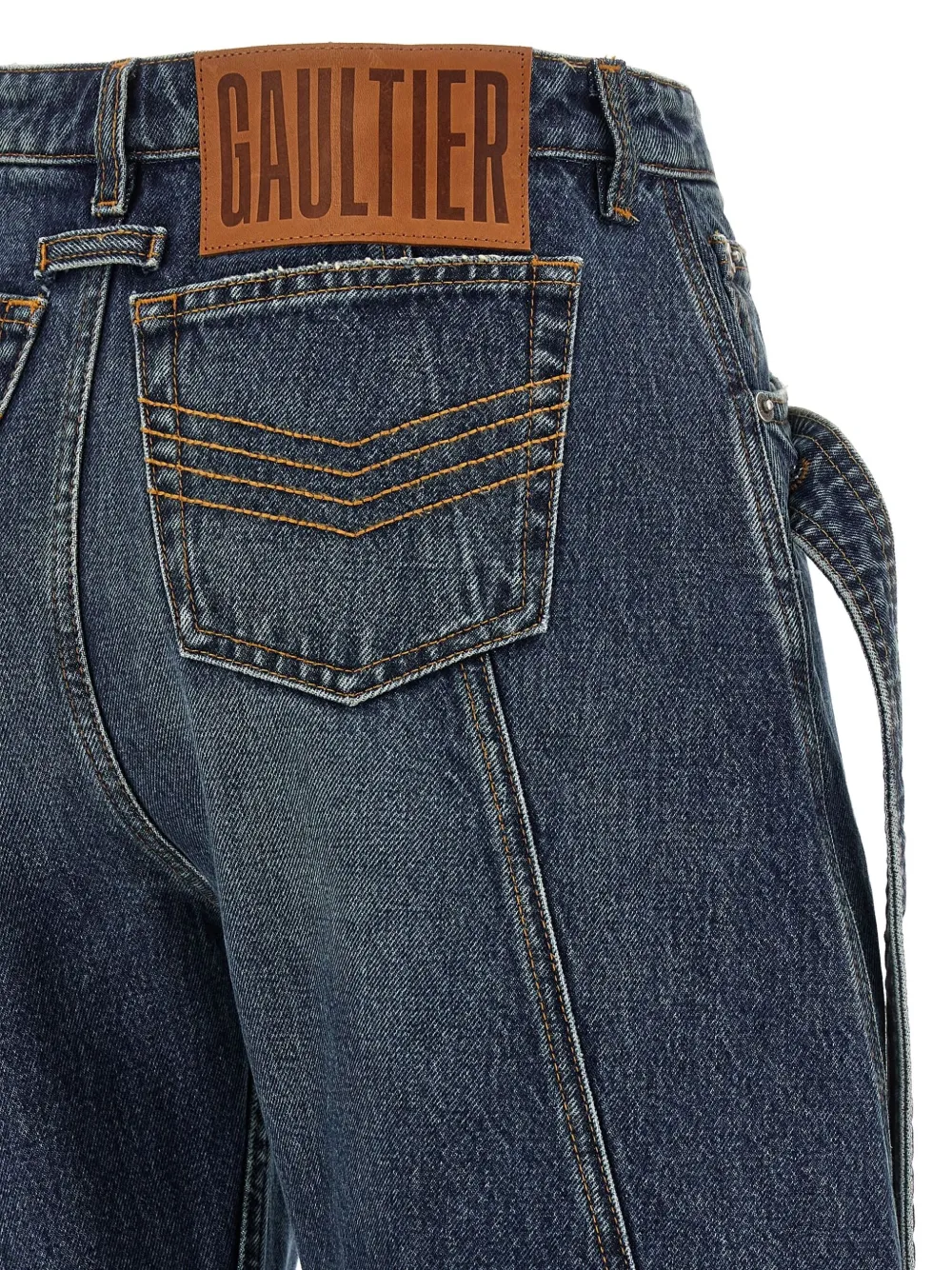 Jean Paul Gaultier Waistband Jacket With Pockets And Collar In Blue