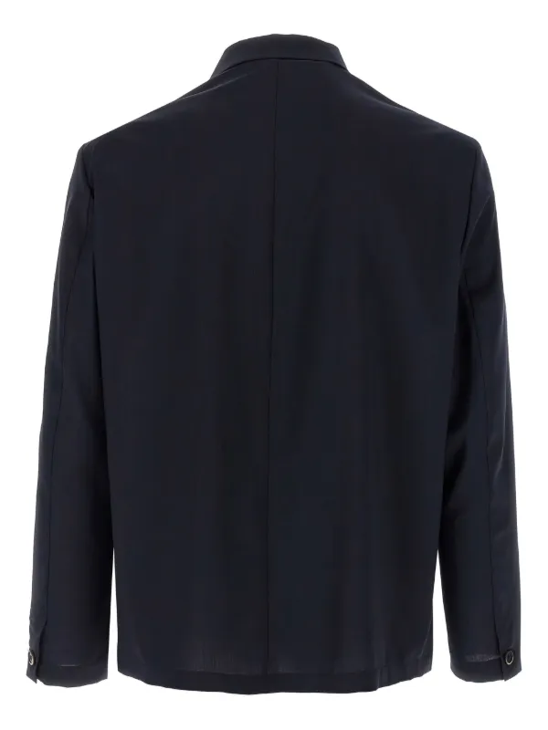 【48】SU3654 BARENA イタリア製 アルスター 羊毛2ボタンオーバー Barena ボタン オーバーシャツ | ブルー | FARFETCH JP