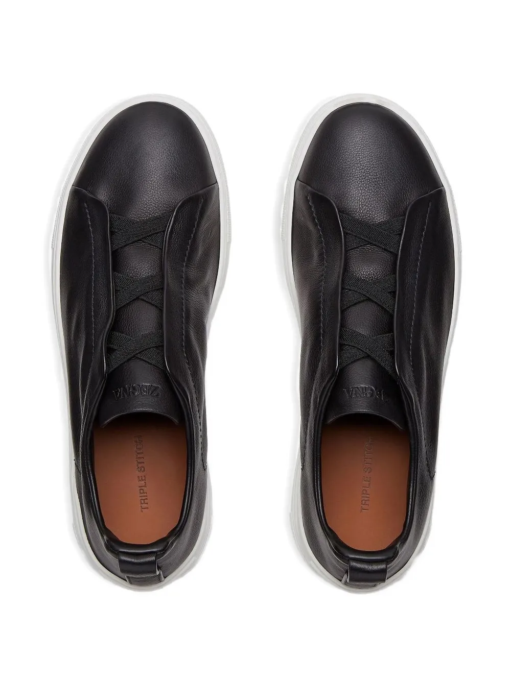 Zegna Triple Stitch leather sneakers Black
