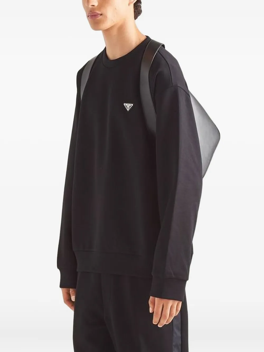 Prada logo-plaque sweatshirt Zwart