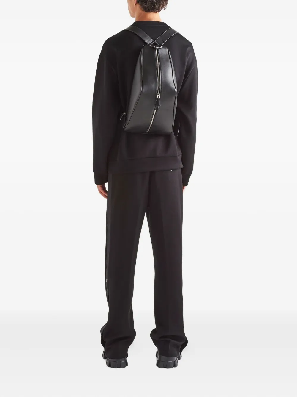 Prada logo-plaque sweatshirt Zwart